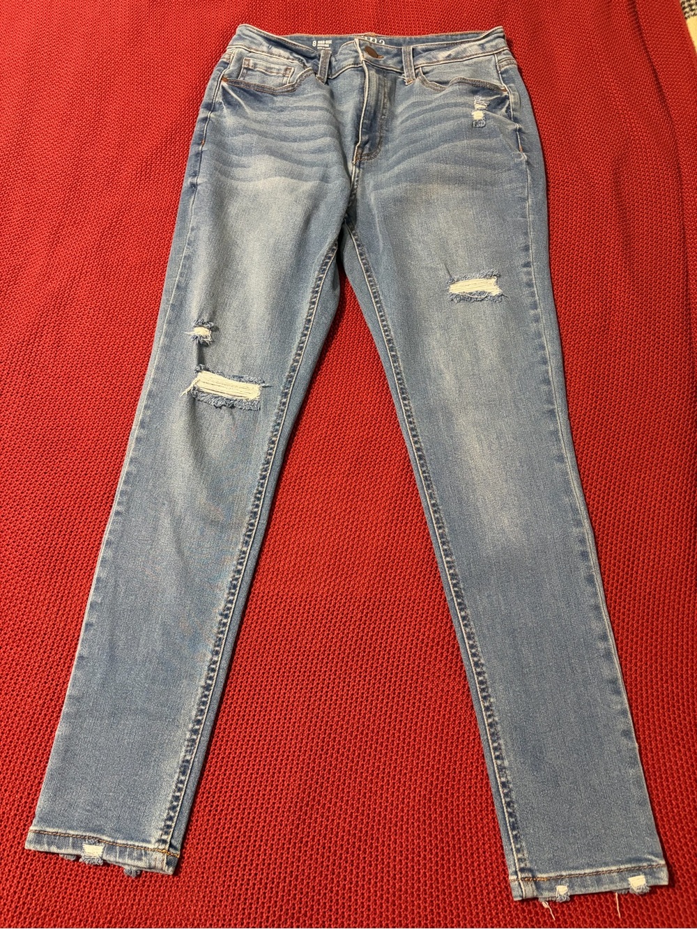 a.n.a Women's Light Blue Distressed Jeggings - Picture 2 of 7